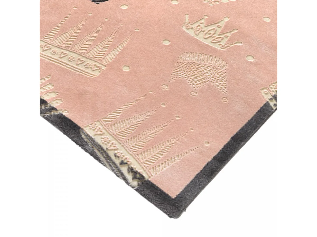 Tapis enfant 150x200 rectangle tissé rose et crème CROWN