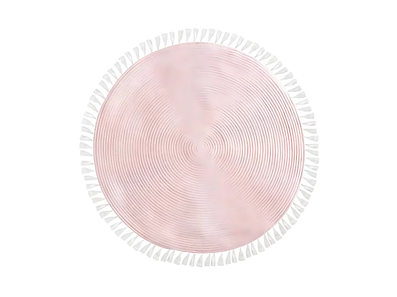 Tapis ronde en coton et polyester coloris rose - Diamètre : 90 cm