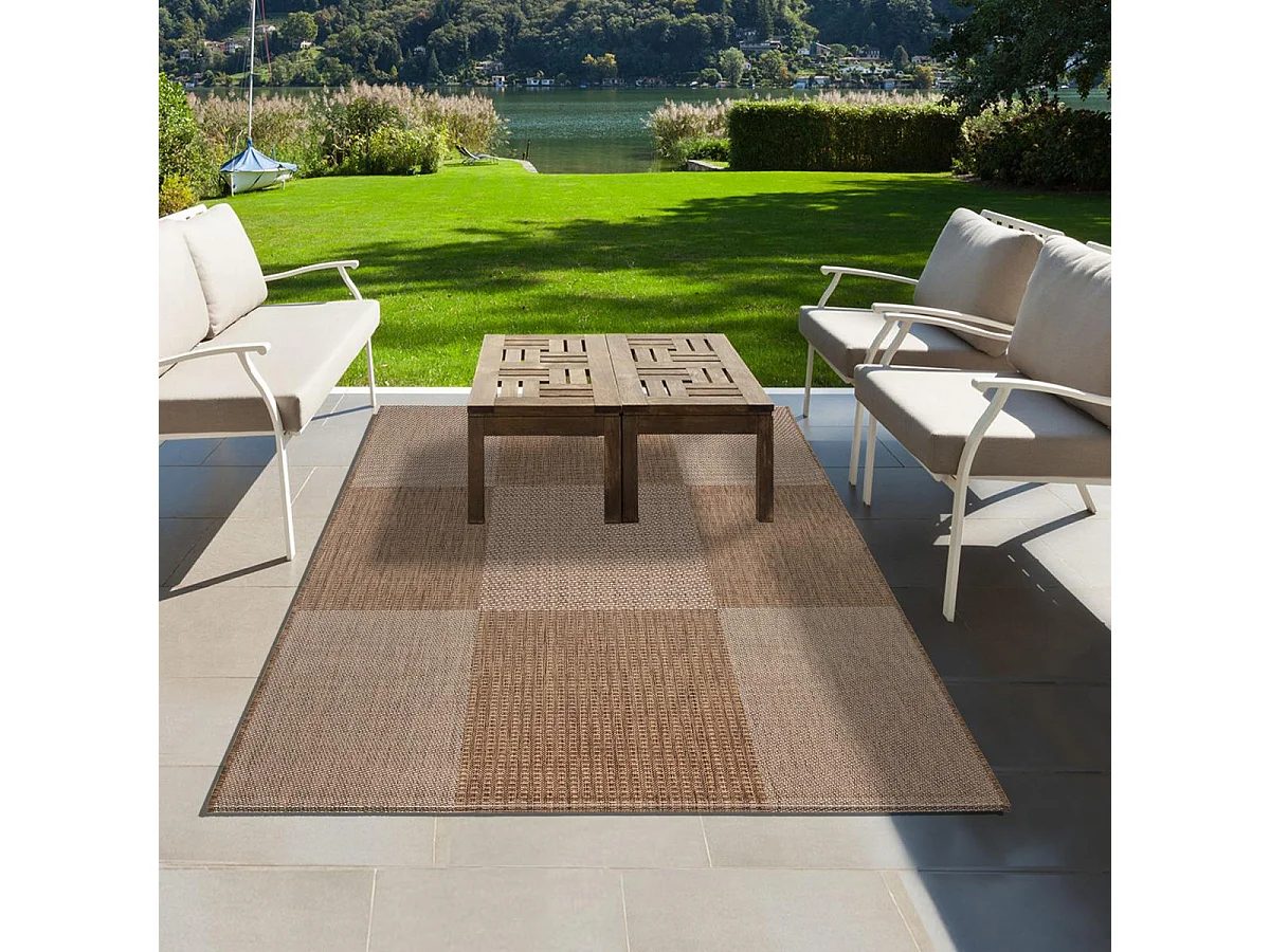 Tapis extérieur 67x140 tissé kilim marron EXTERNA