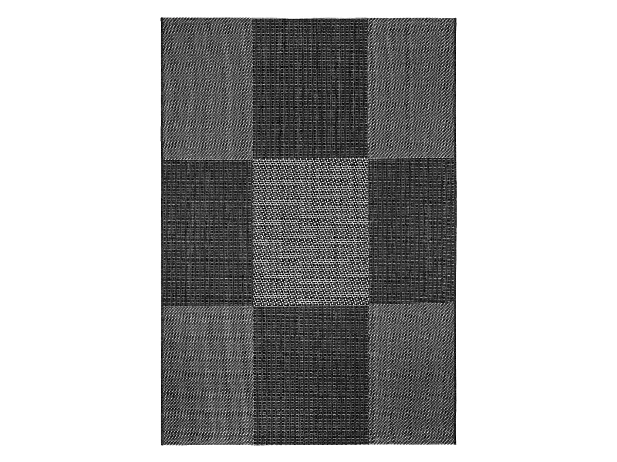 Tapis extérieur 67x140 tissé kilim anthracite et gris EXTERNA