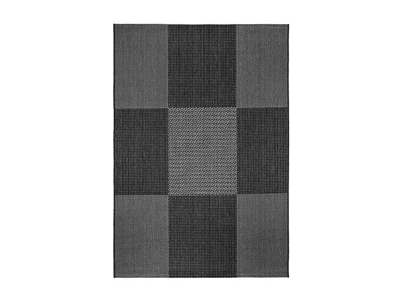 Tapis extérieur 67x140 tissé kilim anthracite et gris EXTERNA