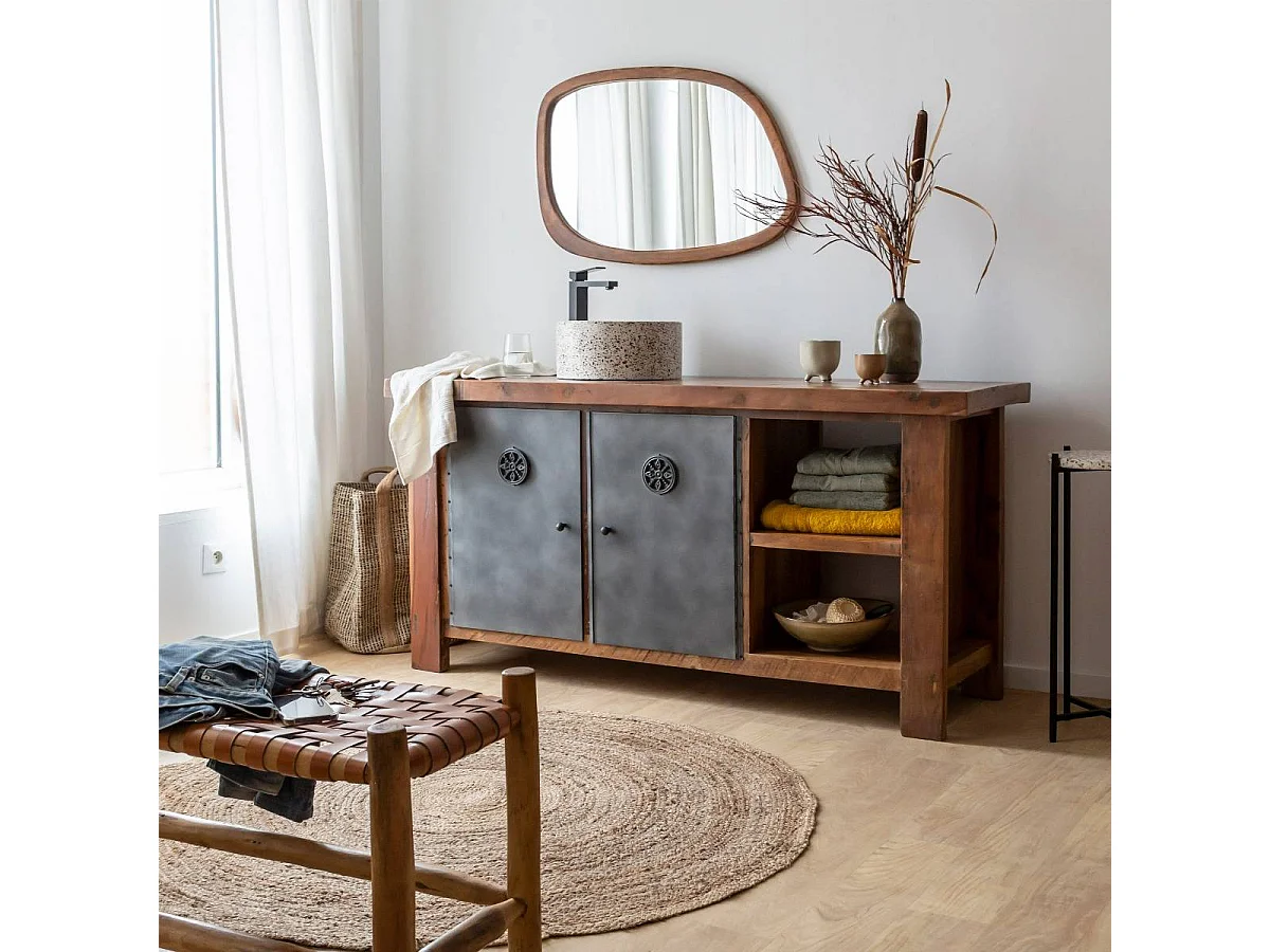 Meuble sous vasque en bois recyclé Hector