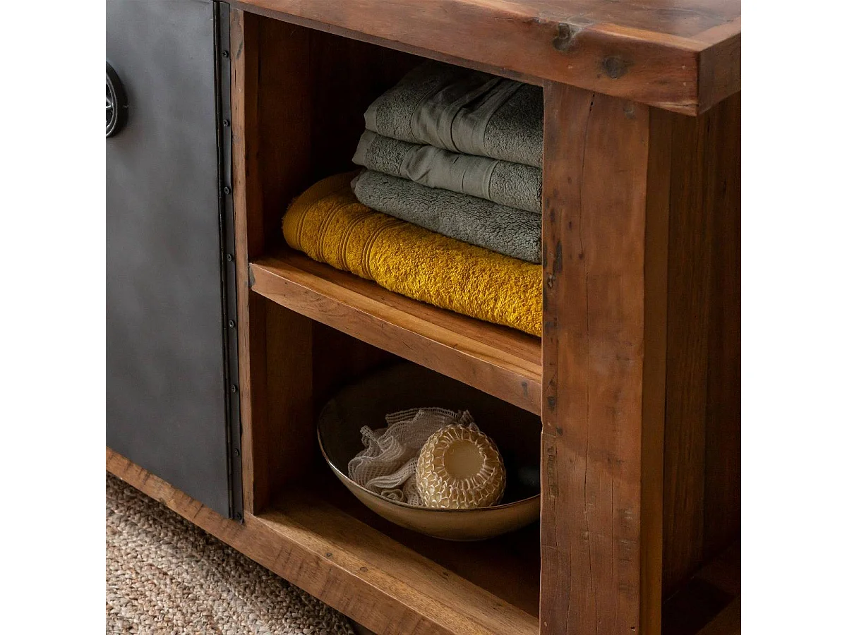 Meuble sous vasque en bois recyclé Hector