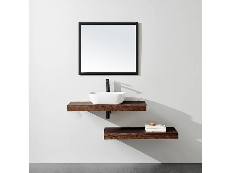 Plan suspendu pour vasque TOP noyer 100 x 46 cm