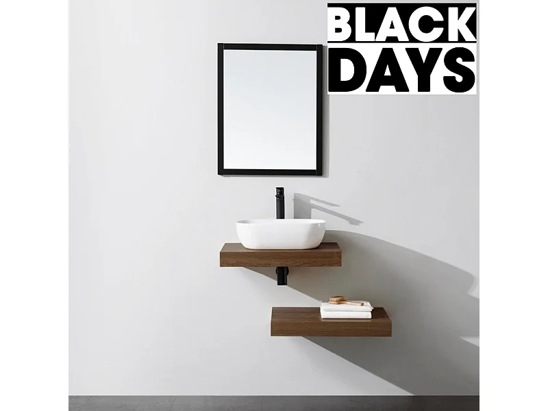 Plan suspendu pour vasque TOP noyer 60 x 46 cm