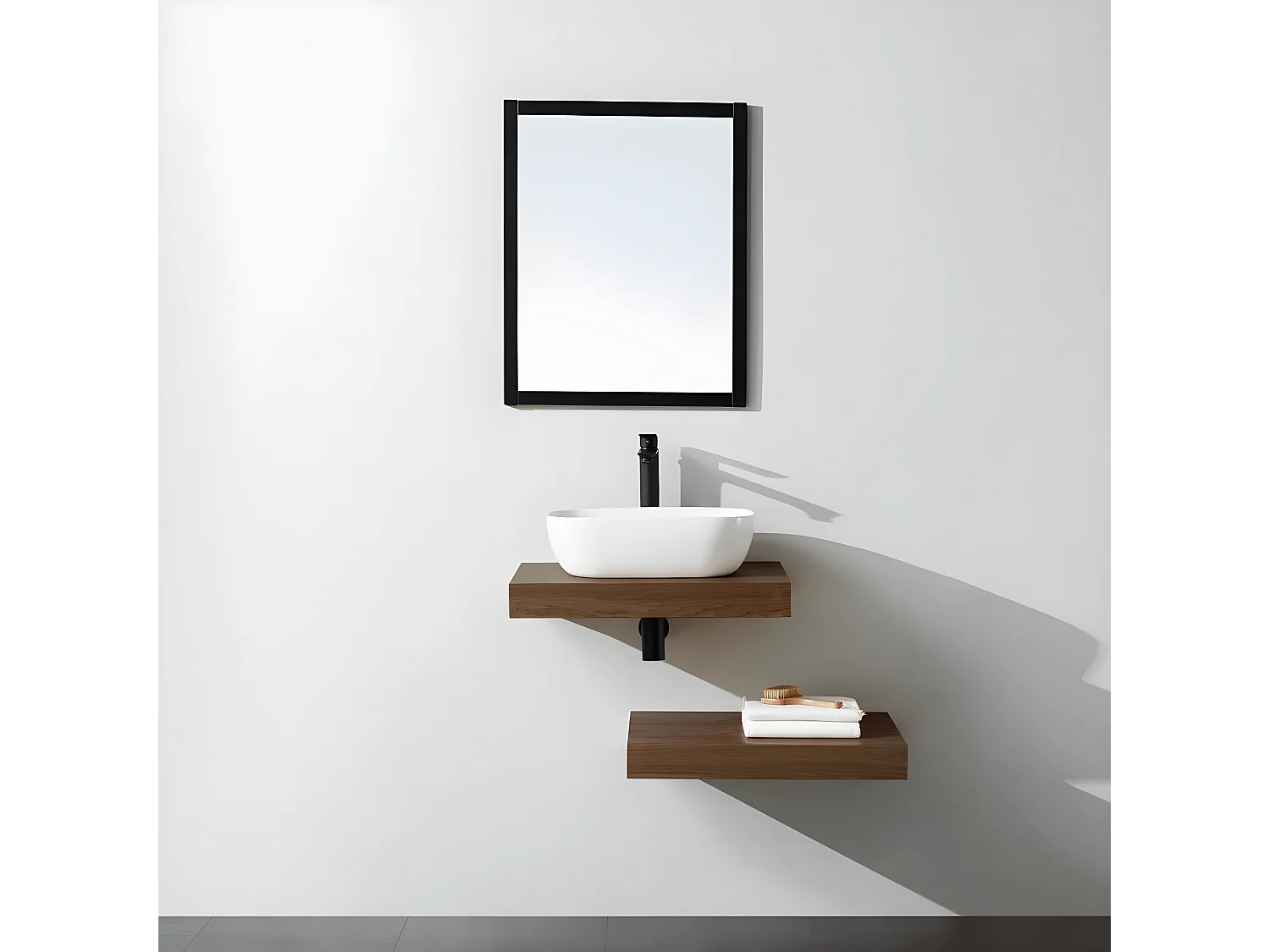 Plan suspendu pour vasque TOP noyer 60 x 46 cm