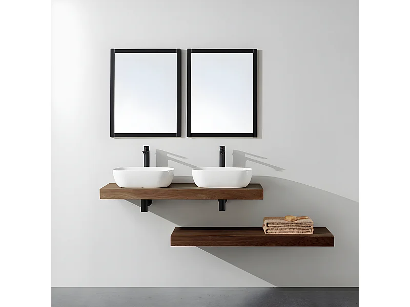 Plan suspendu pour vasque TOP noyer 120 x 46 cm