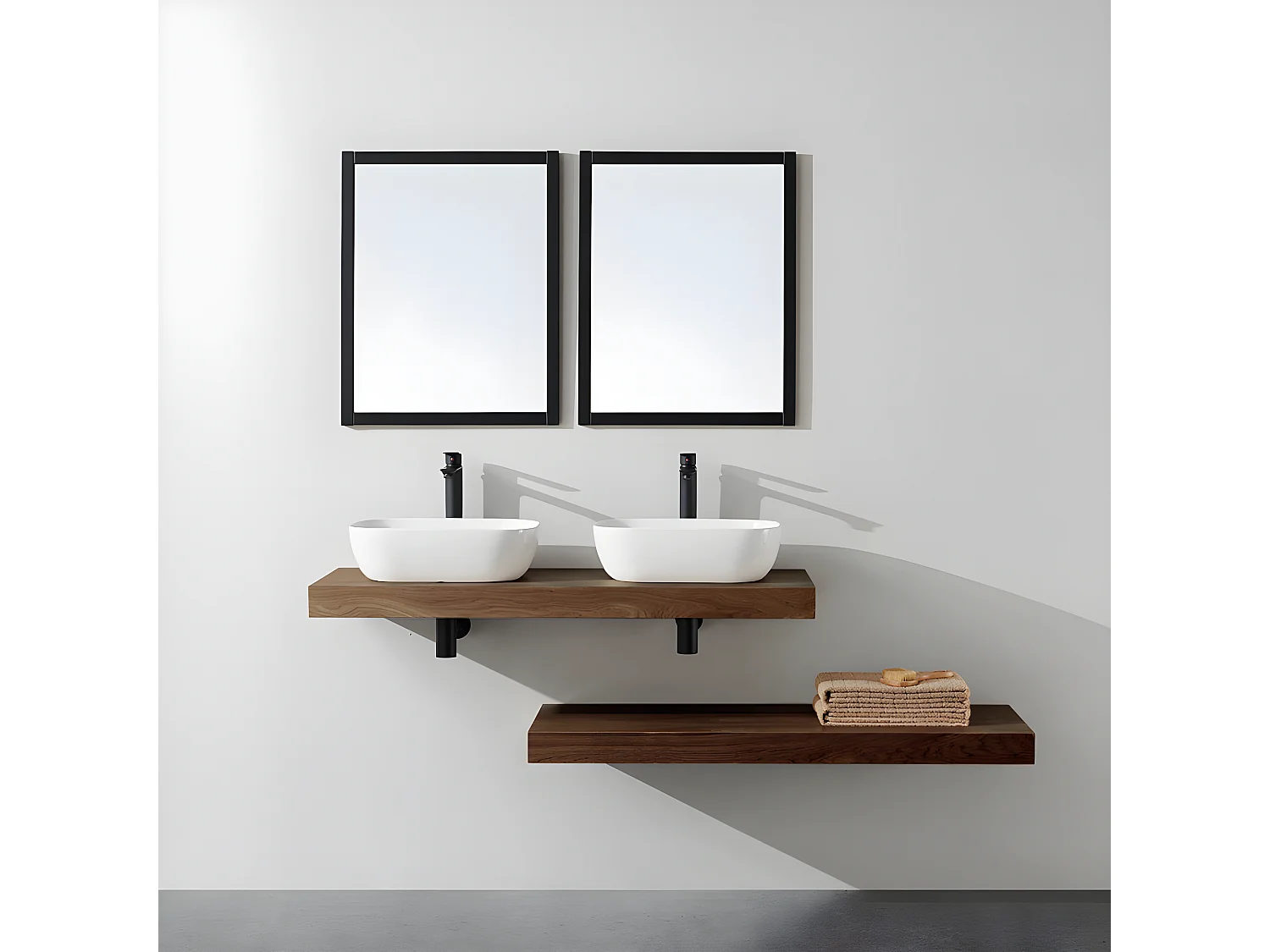 Plan suspendu pour vasque TOP noyer 120 x 46 cm