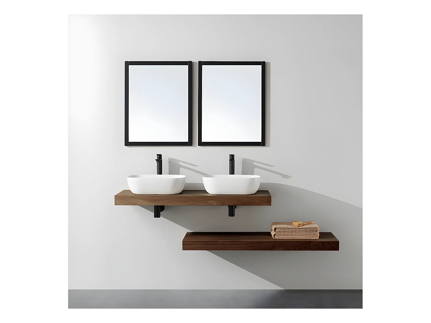 Plan suspendu pour vasque TOP noyer 120 x 46 cm