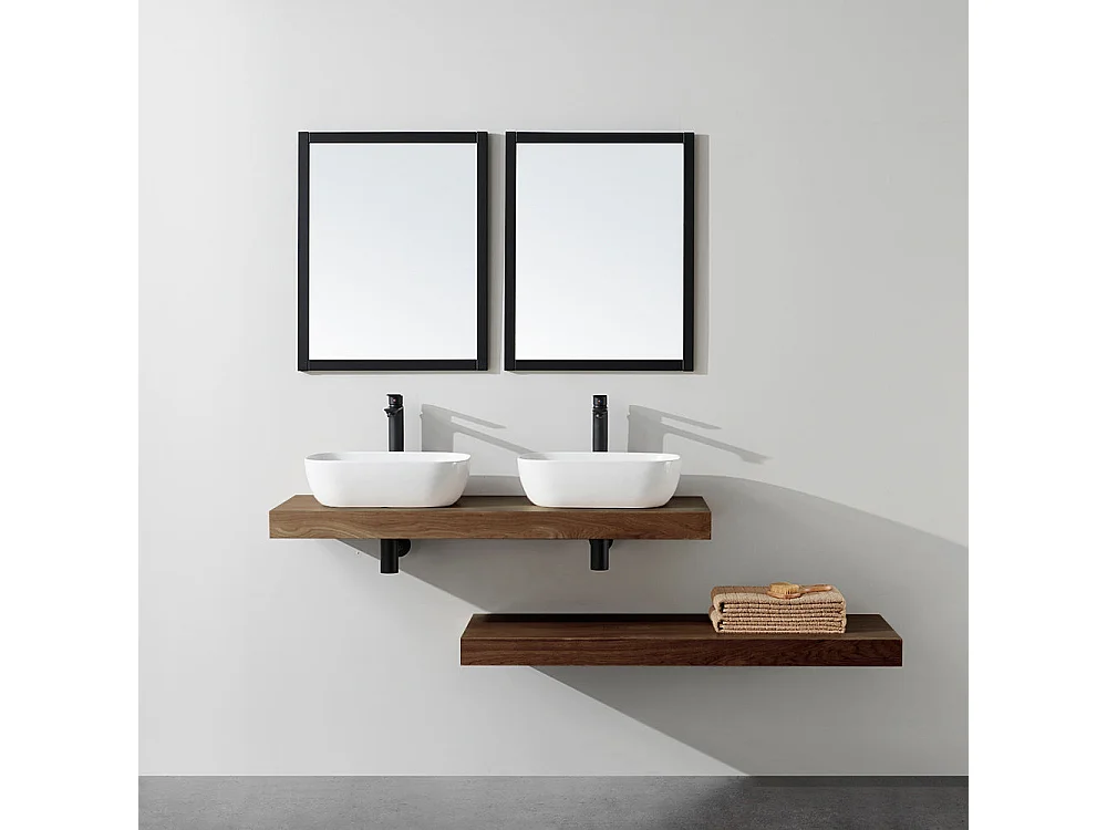 Plan suspendu pour vasque TOP noyer 120 x 46 cm