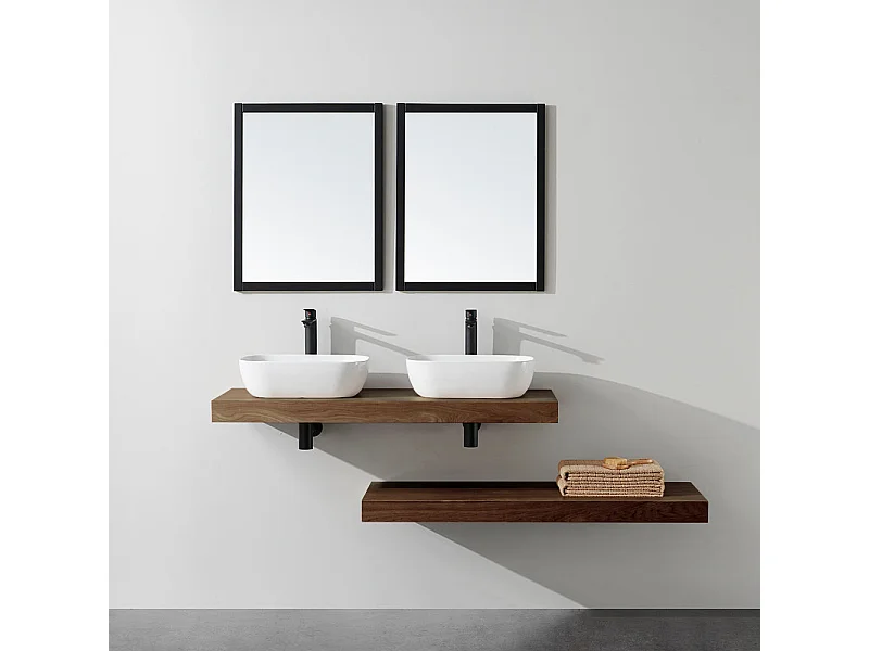 Plan suspendu pour vasque TOP noyer 120 x 46 cm