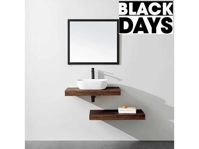 Plan suspendu pour vasque TOP noyer 80 x 46 cm