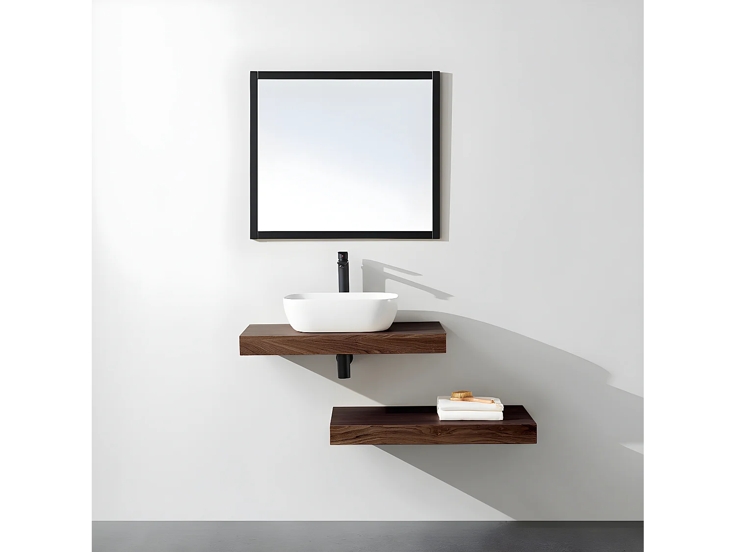 Plan suspendu pour vasque TOP noyer 80 x 46 cm