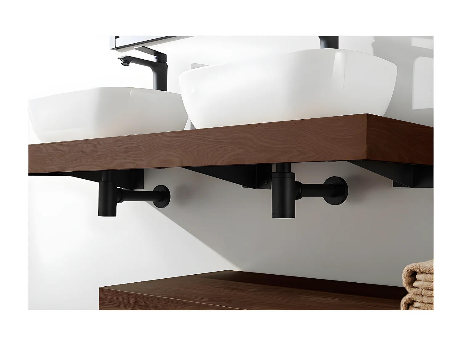 Plan suspendu pour vasque TOP noyer 80 x 46 cm