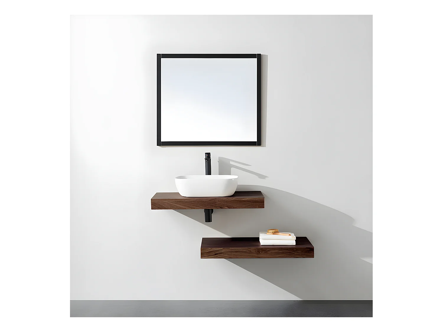 Plan suspendu pour vasque TOP noyer 80 x 46 cm