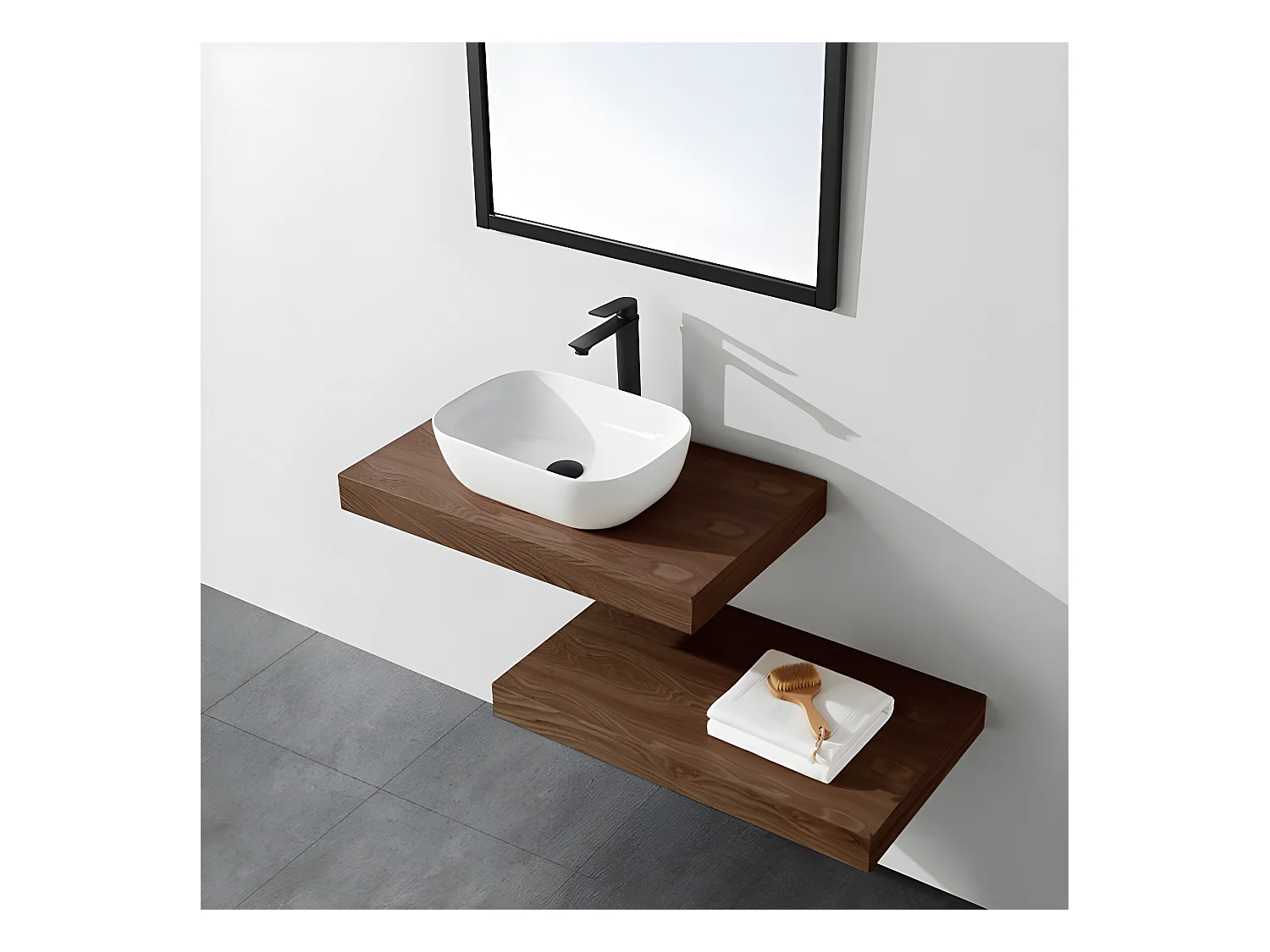 Plan suspendu pour vasque TOP noyer 80 x 46 cm