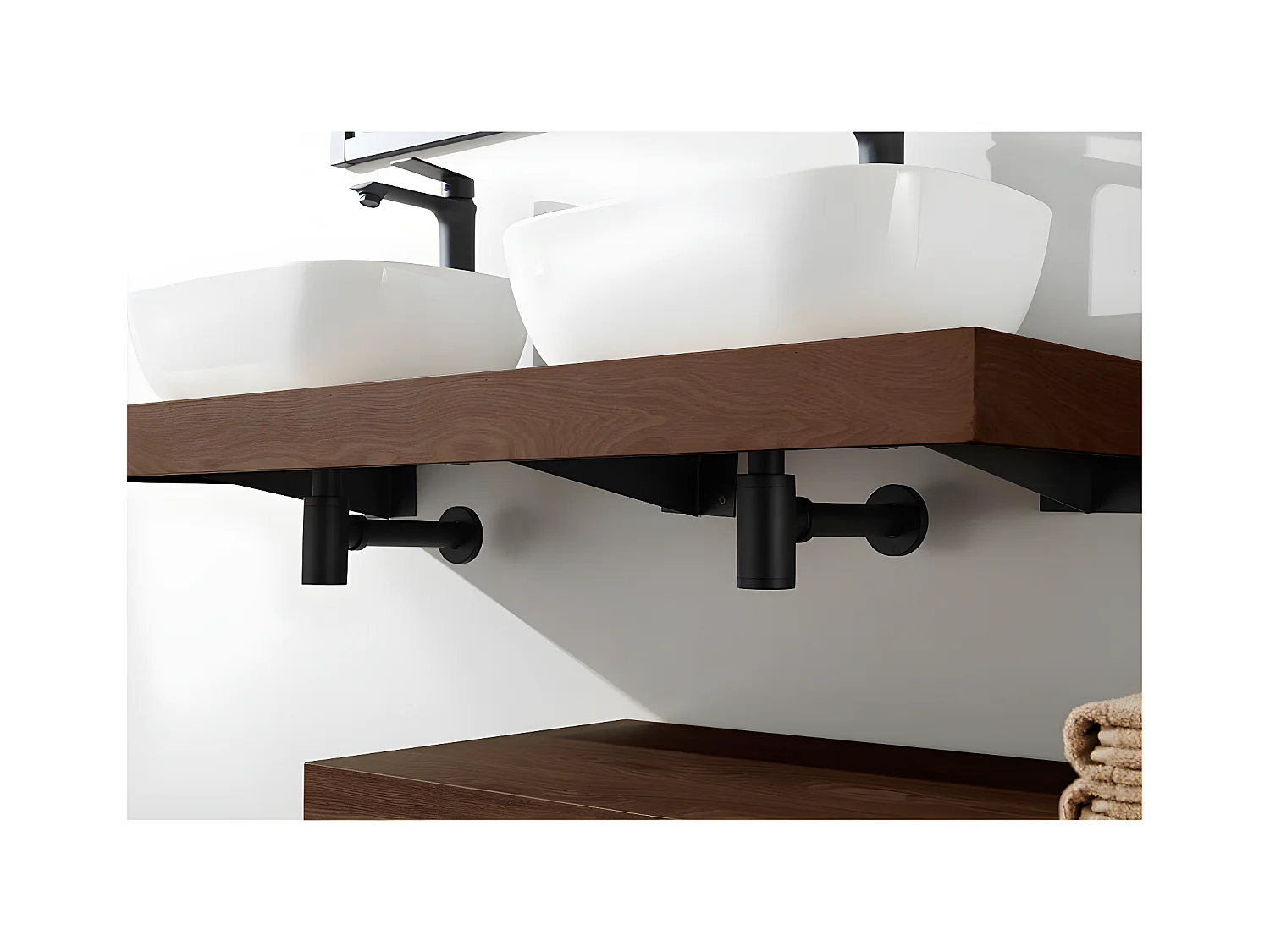Plan suspendu pour vasque TOP noyer 80 x 46 cm