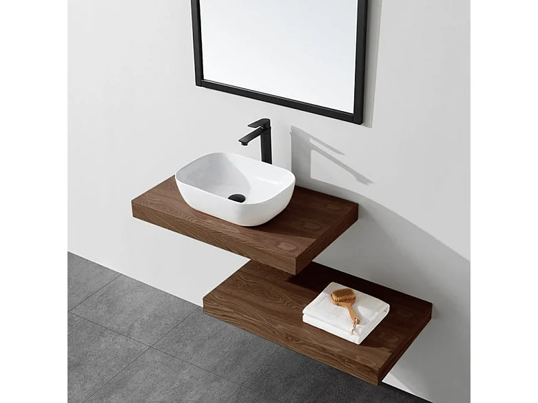 Plan suspendu pour vasque TOP noyer 80 x 46 cm