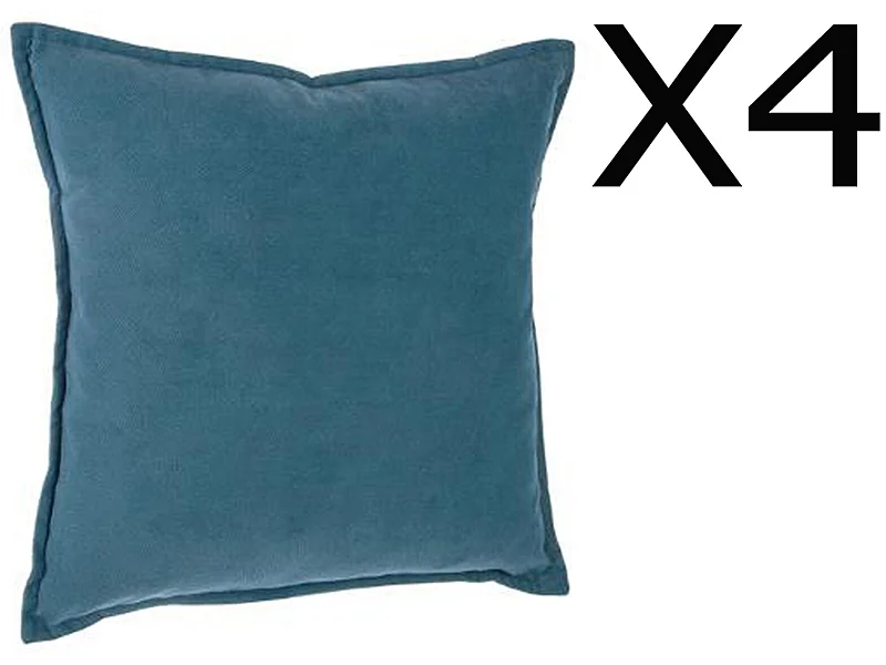 Lot de 4 coussins en polyester coloris bleu orage - Dim : L.45 x l.45 cm