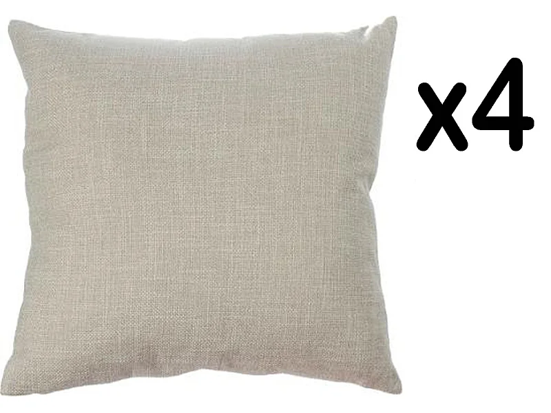Lot de 4 coussins carrés en Polyester coloris beige - Dim : L40 x l40 cm