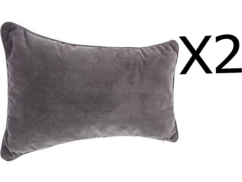 Lot de 2 coussins rectangulaires 100% polyester coloris gris foncé - Dim : L.50 x l.30 cm