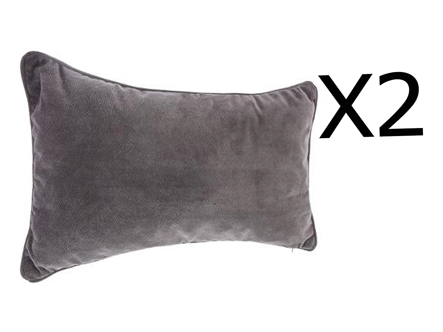 Lot de 2 coussins rectangulaires 100% polyester coloris gris foncé - Dim : L.50 x l.30 cm