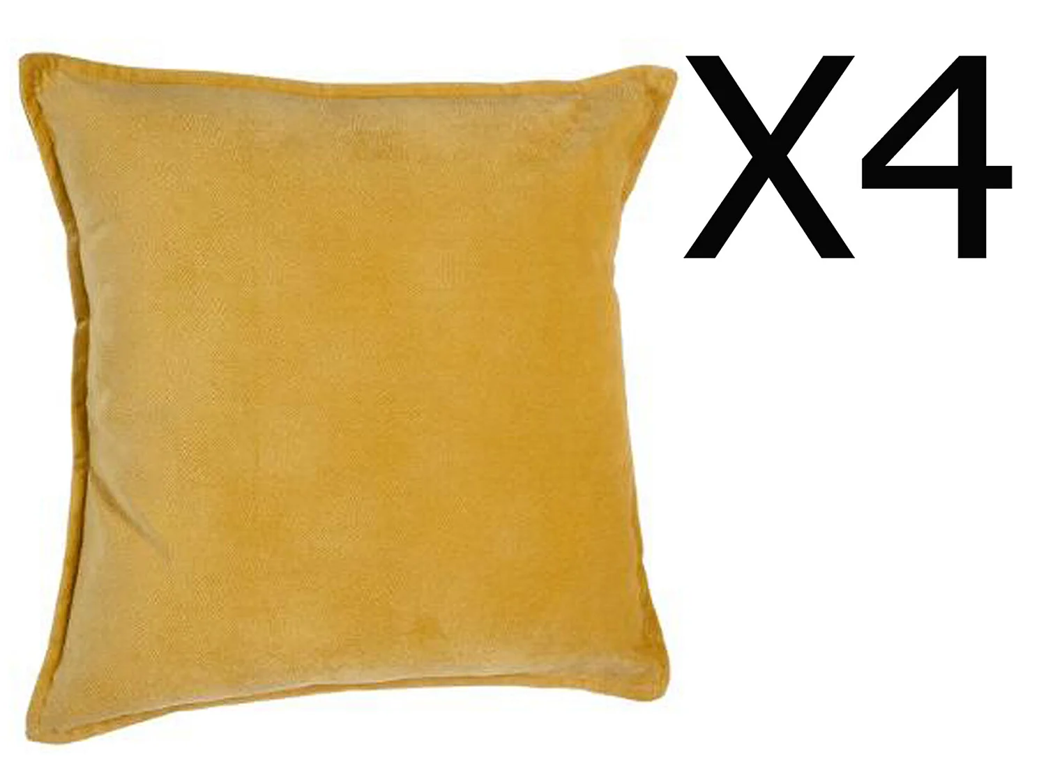Lot de 4 coussins en polyester coloris ocre - Dim : L.45 x l.45 cm