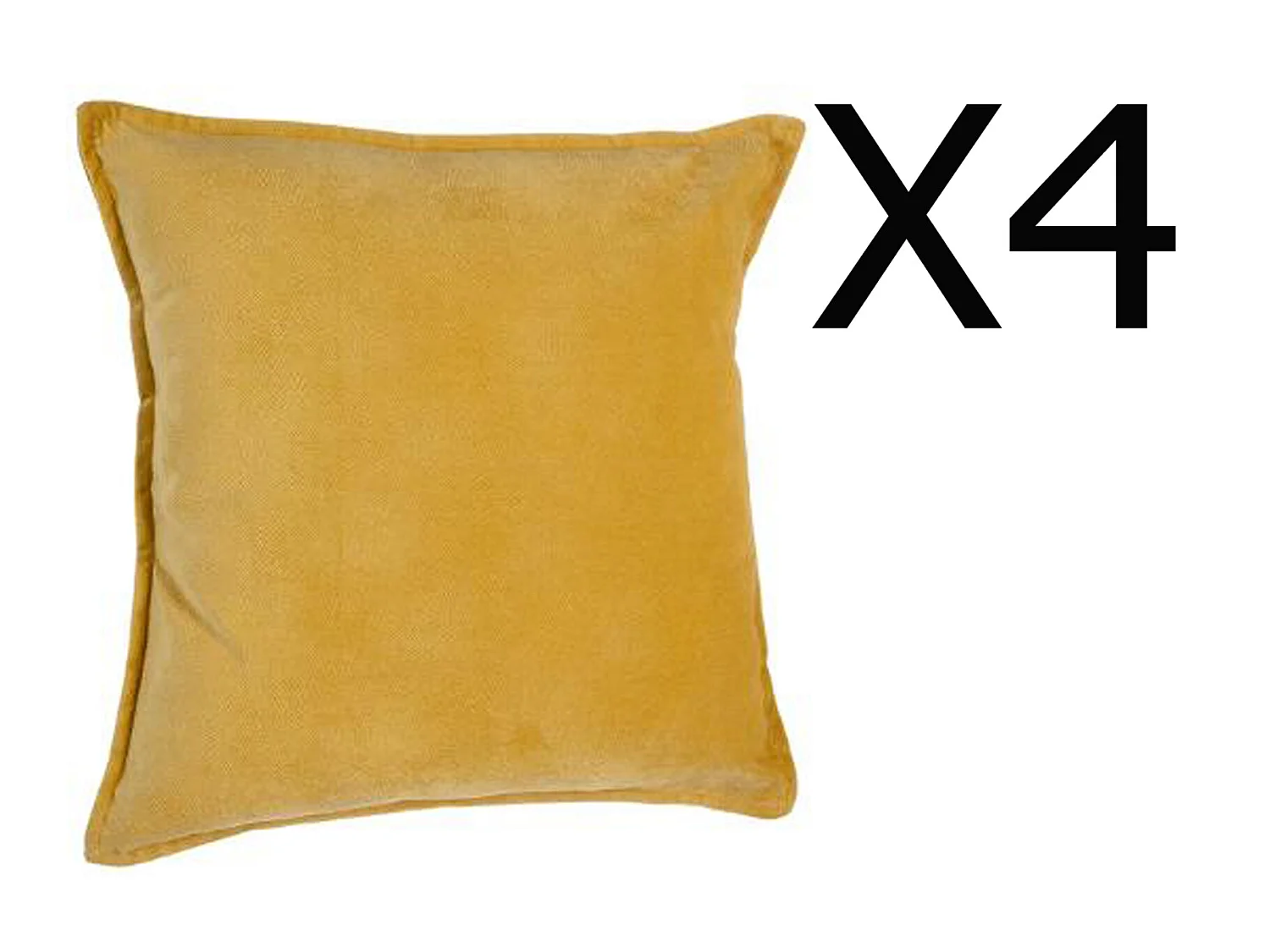 Lot de 4 coussins en polyester coloris ocre - Dim : L.45 x l.45 cm