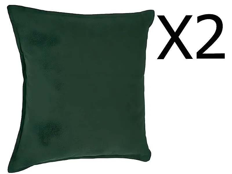 Lot de 2 coussins en polyester coloris vert - Dim : L. 45 x l. 45 cm