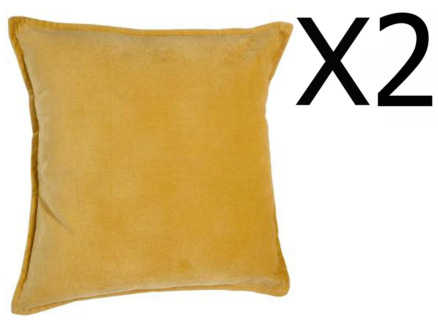 Lot de 2 coussins en polyester coloris ocre - Dim : L.45 x l.45 cm
