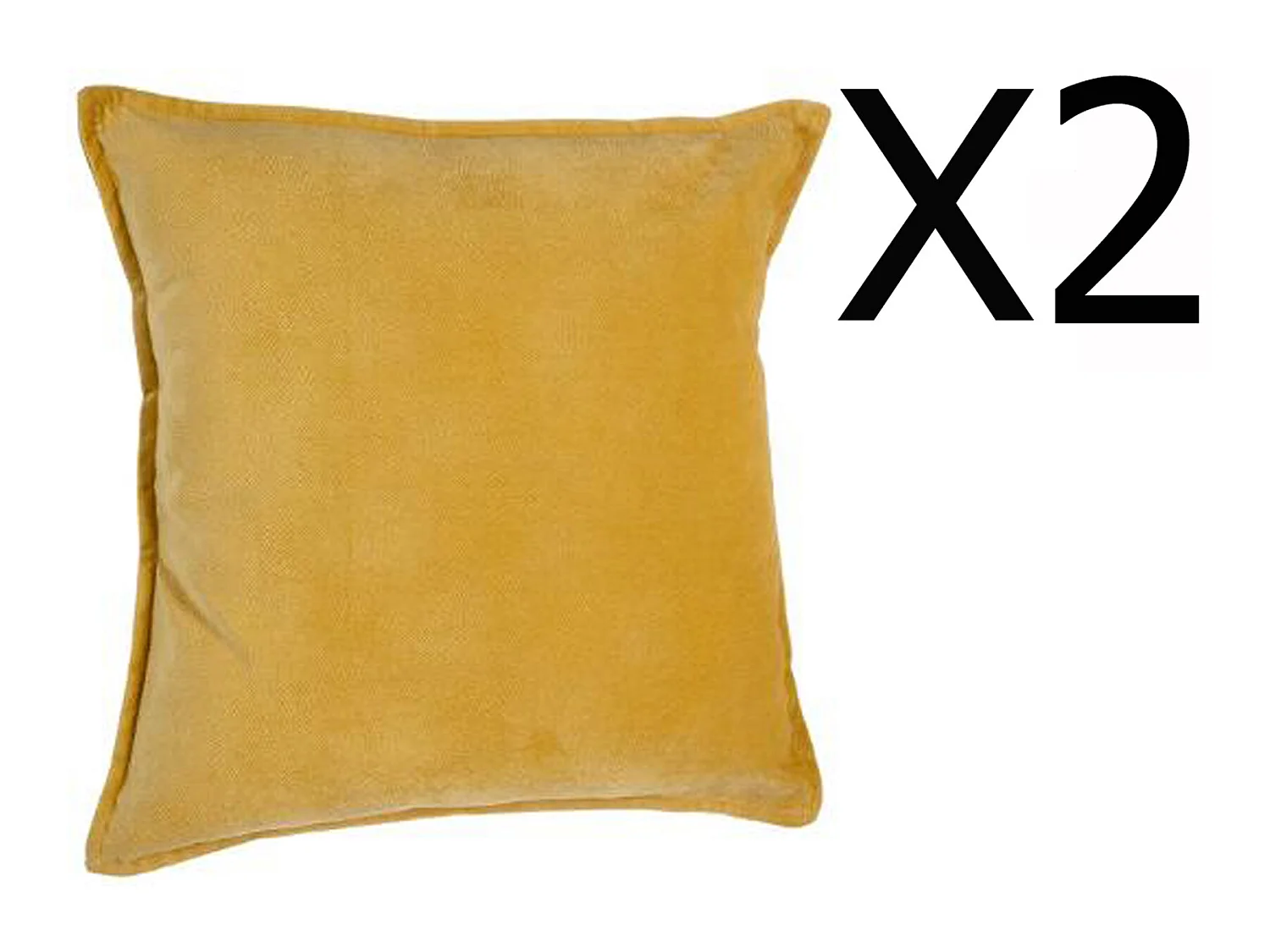 Lot de 2 coussins en polyester coloris ocre - Dim : L.45 x l.45 cm