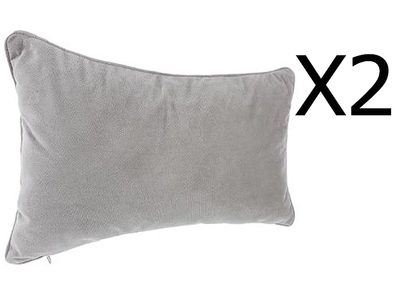 Lot de 2 coussins rectangulaires 100% polyester coloris gris clair - Dim : L.50 x l.30 cm