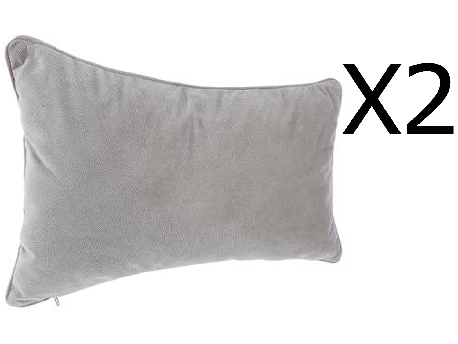 Lot de 2 coussins rectangulaires 100% polyester coloris gris clair - Dim : L.50 x l.30 cm