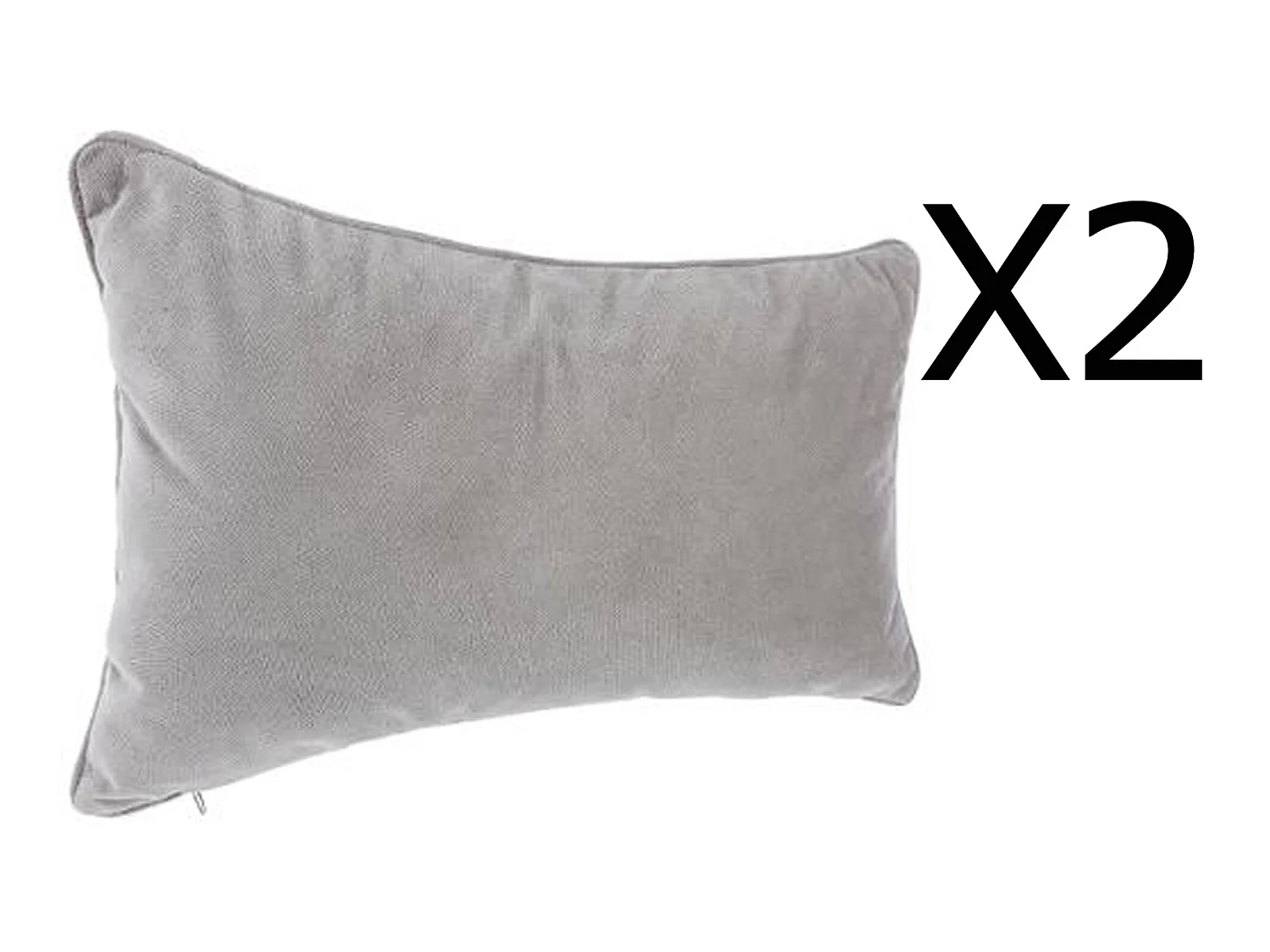 Lot de 2 coussins rectangulaires 100% polyester coloris gris clair - Dim : L.50 x l.30 cm