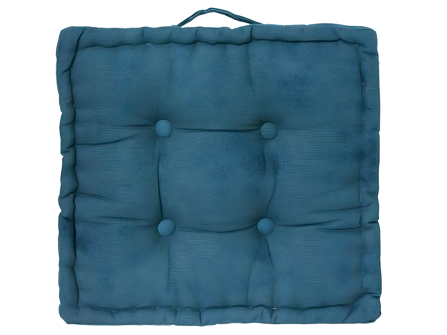 Lot de 6 coussins de sol en coton, coloris bleu canard - Dim : L 40 x l 40 x H 8 cm