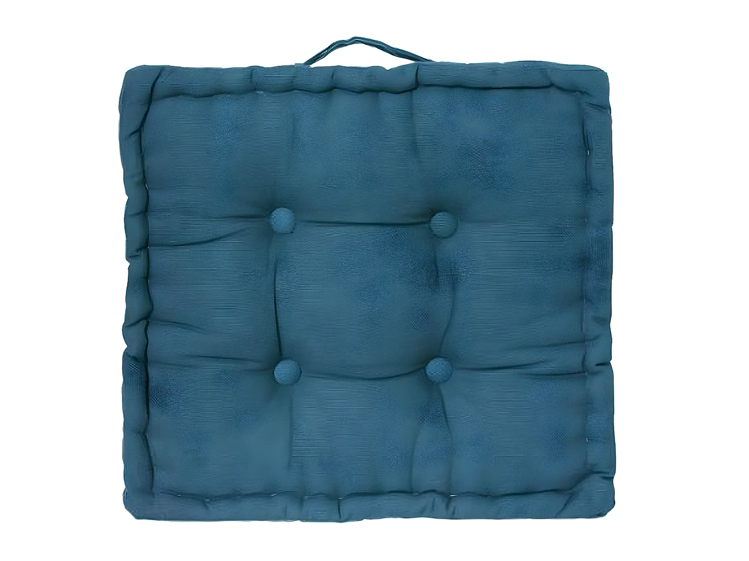 Lot de 6 coussins de sol en coton, coloris bleu canard - Dim : L 40 x l 40 x H 8 cm
