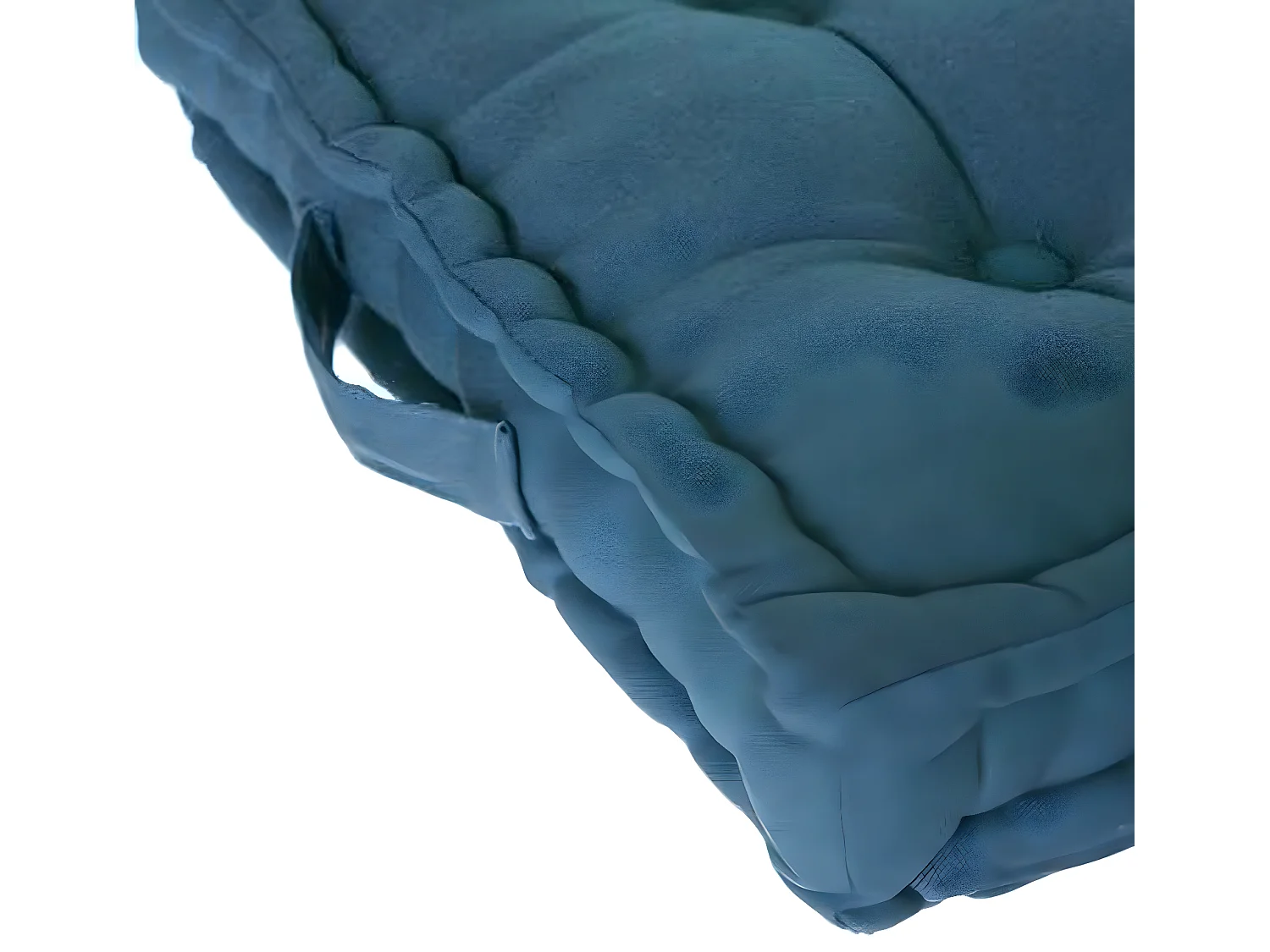 Lot de 6 coussins de sol en coton, coloris bleu canard - Dim : L 40 x l 40 x H 8 cm