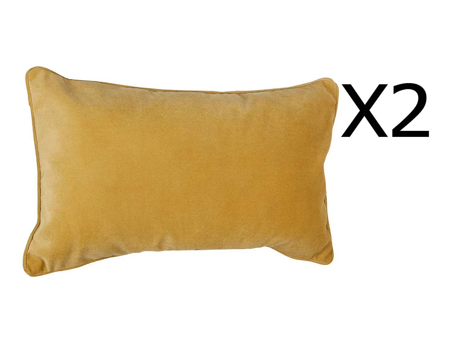 Lot de 2 coussins rectangulaires 100% polyester coloris ocre - Dim : L.50 x l.30 cm
