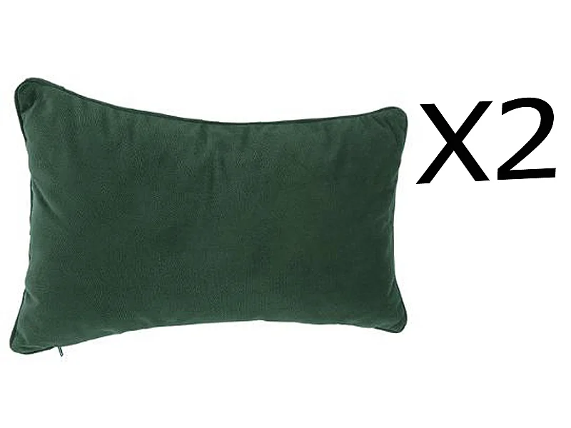 Lot de 2 coussins rectangulaires 100% polyester coloris vert - Dim : L.50 x l.30 cm