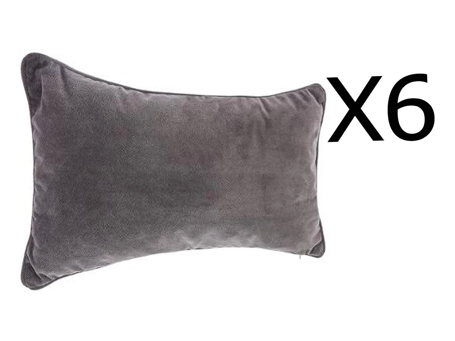 Lot de 6 coussins rectangulaires 100% polyester coloris gris foncé - Dim : L.50 x l.30 cm