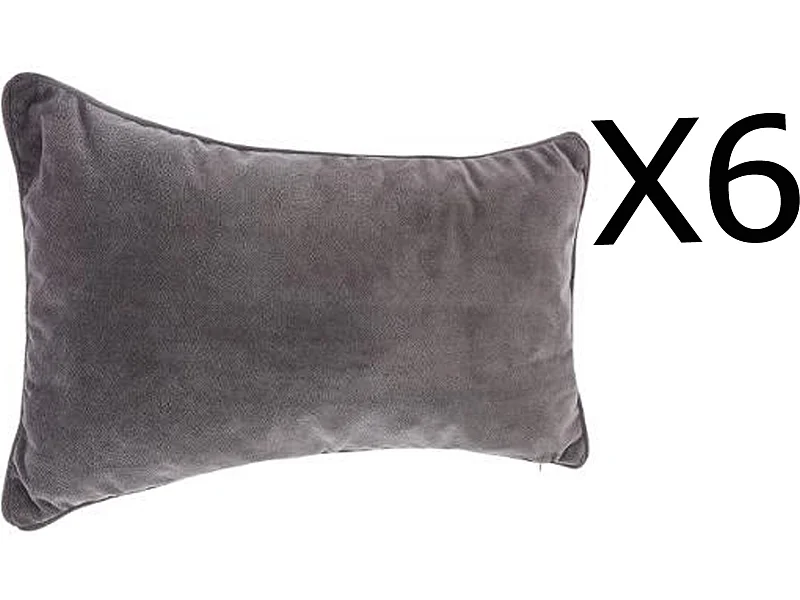 Lot de 6 coussins rectangulaires 100% polyester coloris gris foncé - Dim : L.50 x l.30 cm