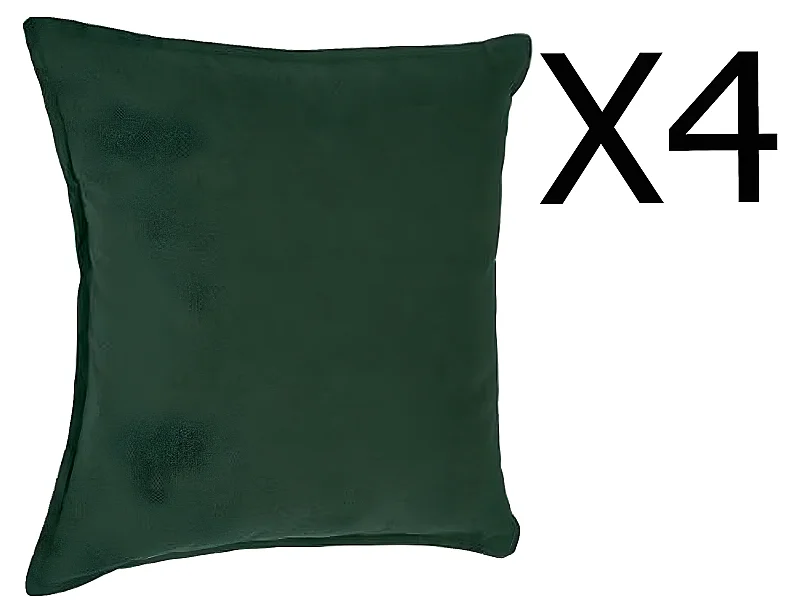 Lot de 4 coussins en polyester coloris vert - Dim : L. 45 x l. 45 cm