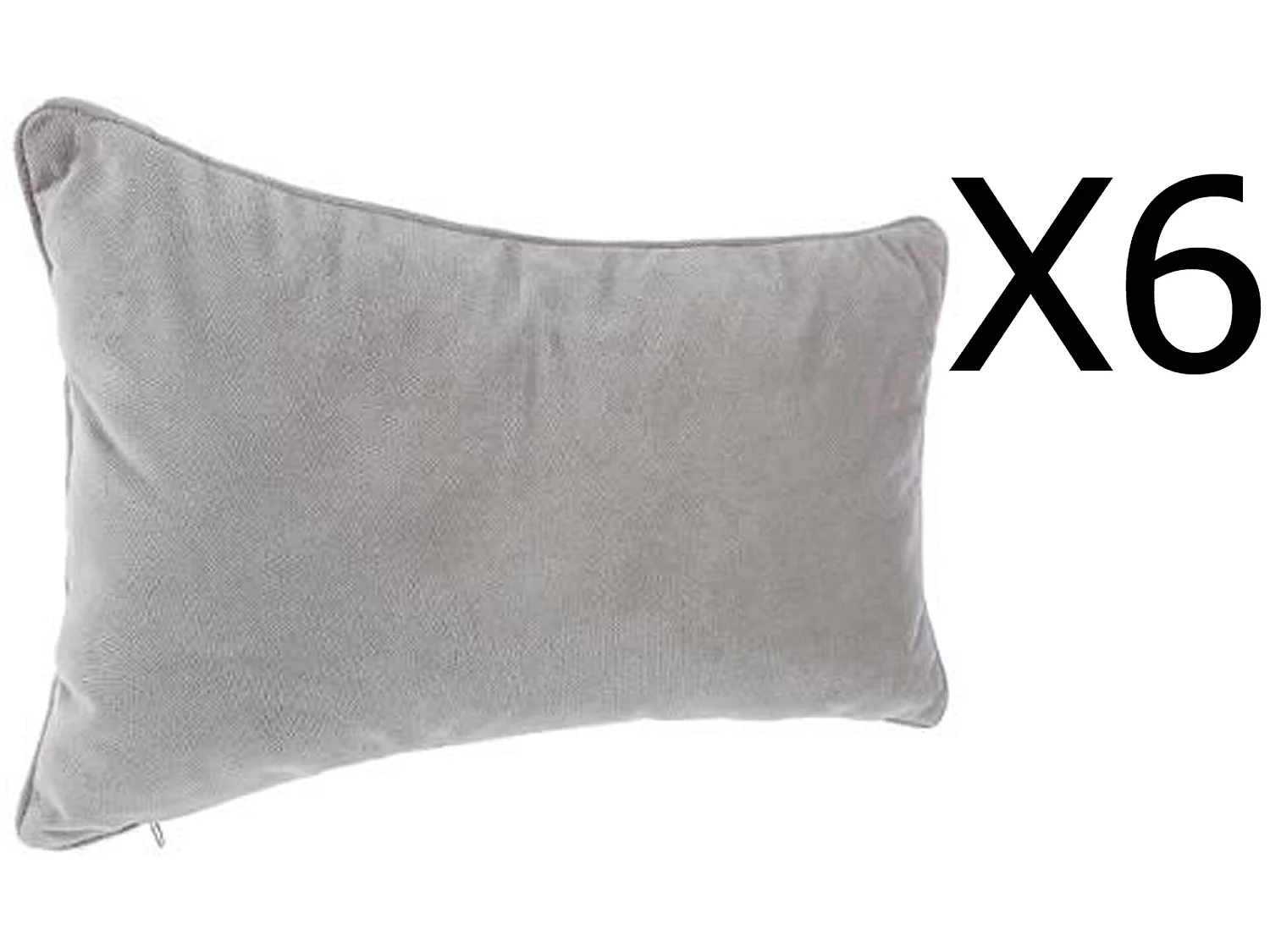 Lot de 6 coussins rectangulaires 100% polyester coloris gris clair - Dim : L.50 x l.30 cm
