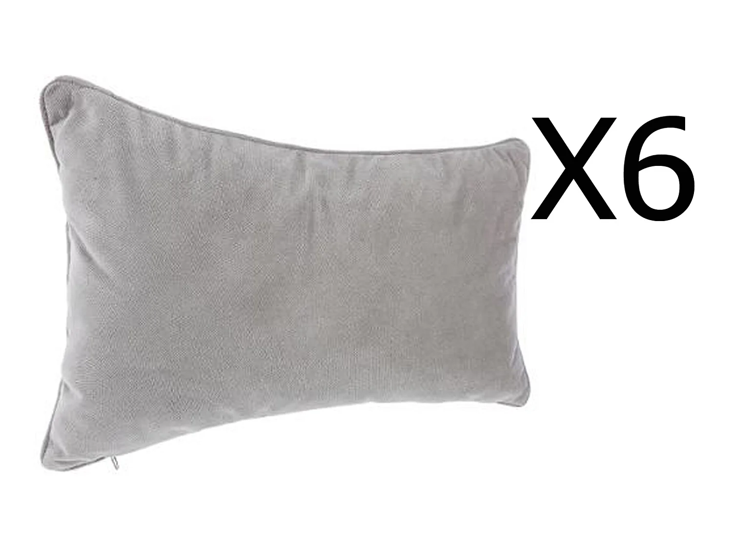 Lot de 6 coussins rectangulaires 100% polyester coloris gris clair - Dim : L.50 x l.30 cm