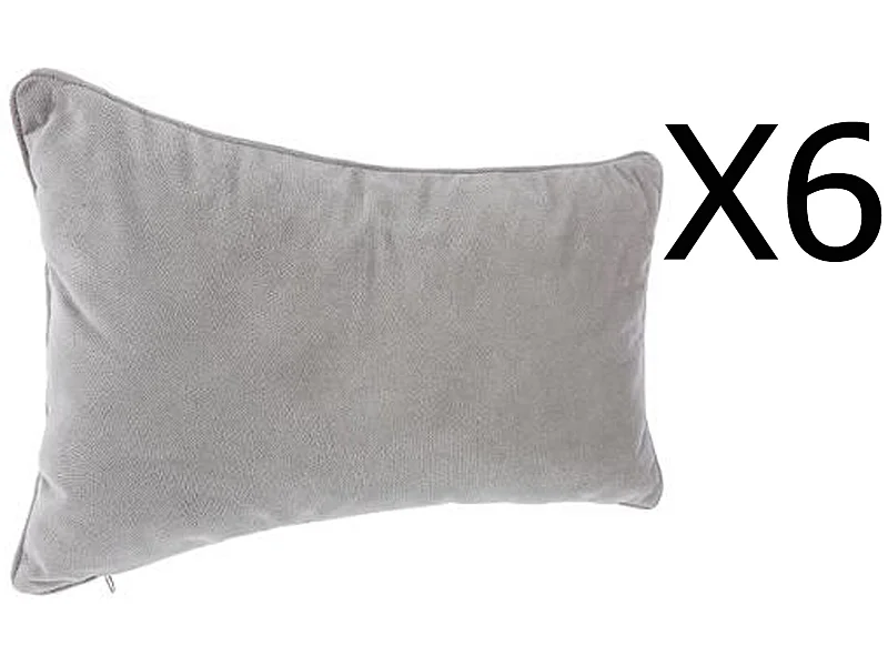 Lot de 6 coussins rectangulaires 100% polyester coloris gris clair - Dim : L.50 x l.30 cm