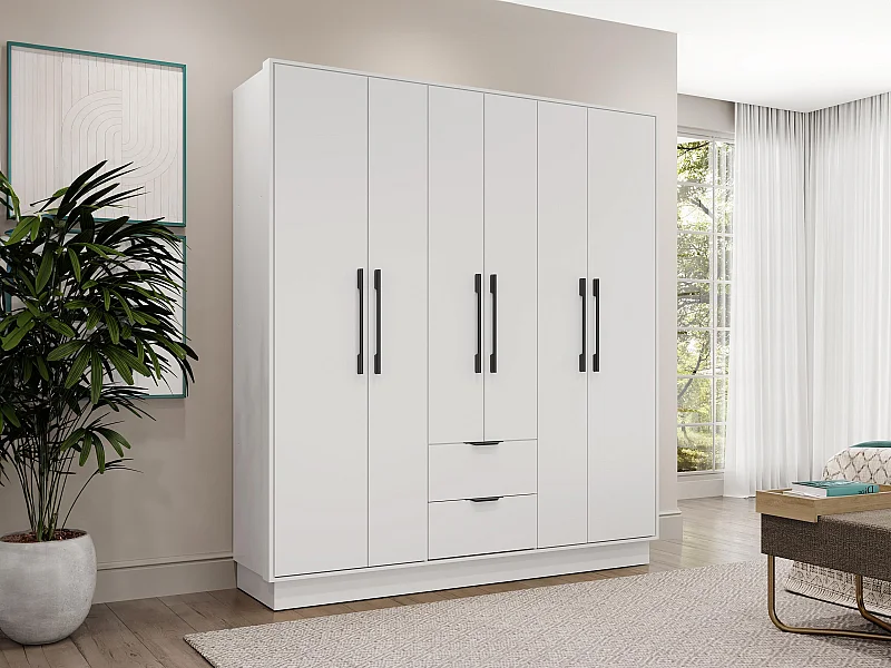 Kast met 6 deuren en 2 lades - L162 cm - Wit - FEOVA