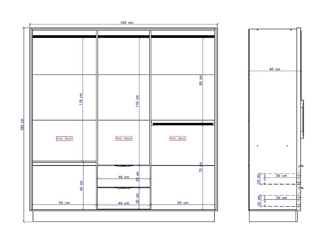 Armoire 6 Portes Bicolore 200x43.5x215 Cm - Couleur Ivoire/nature - MDP - WILSOR