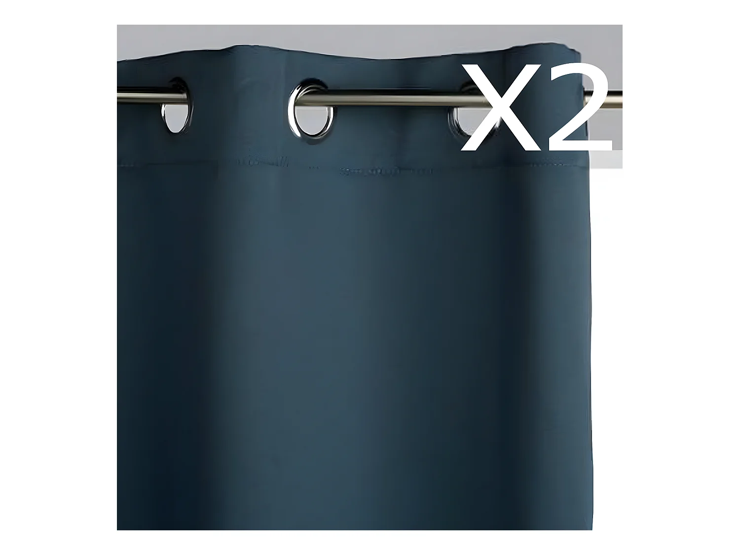 Lot de 2 rideaux occultants en polyester coloris bleu orage - Dim : L.135 x H.240 cm