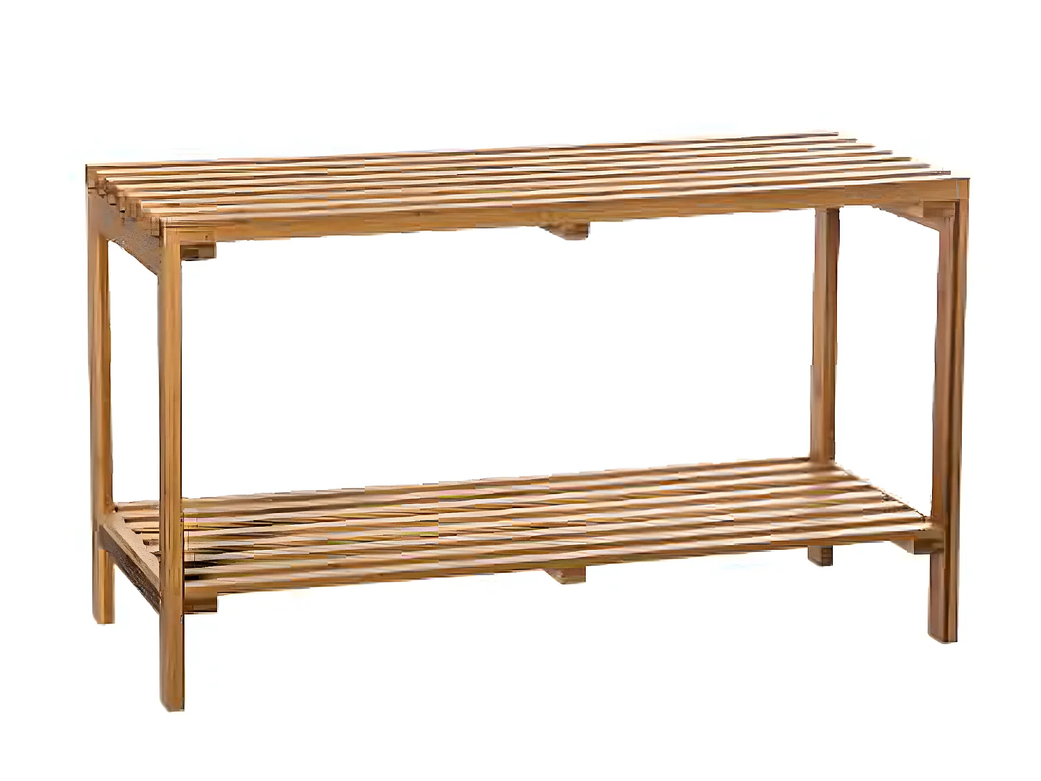 Étagère 2 niveaux en bambou - Dim : L.78 x l.32 x P.45,5 cm
