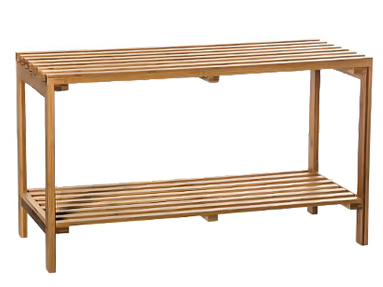 Étagère 2 niveaux en bambou - Dim : L.78 x l.32 x P.45,5 cm